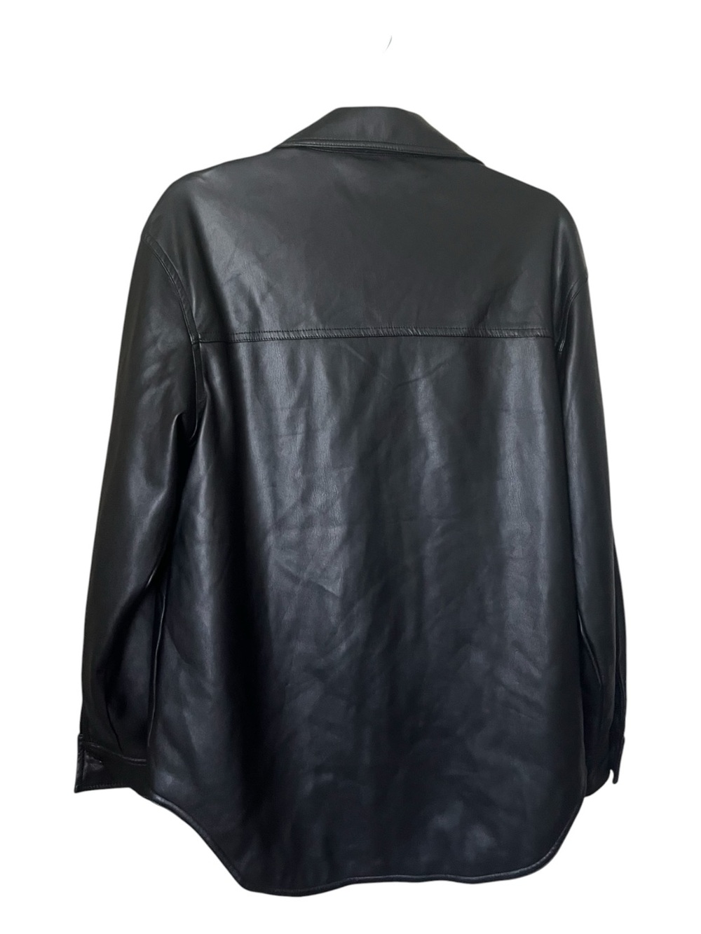 GOOD AMERICAN Black Faux Leather Shacket Oversized Jacket Tag 0/00 Fits S/M - Picture 3 of 6